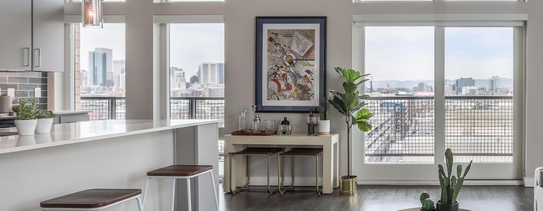 a room with a table and chairs