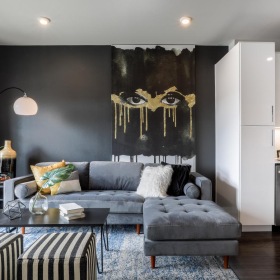 Wide open living areas perfect for entertaining a living room with a couch and a table
