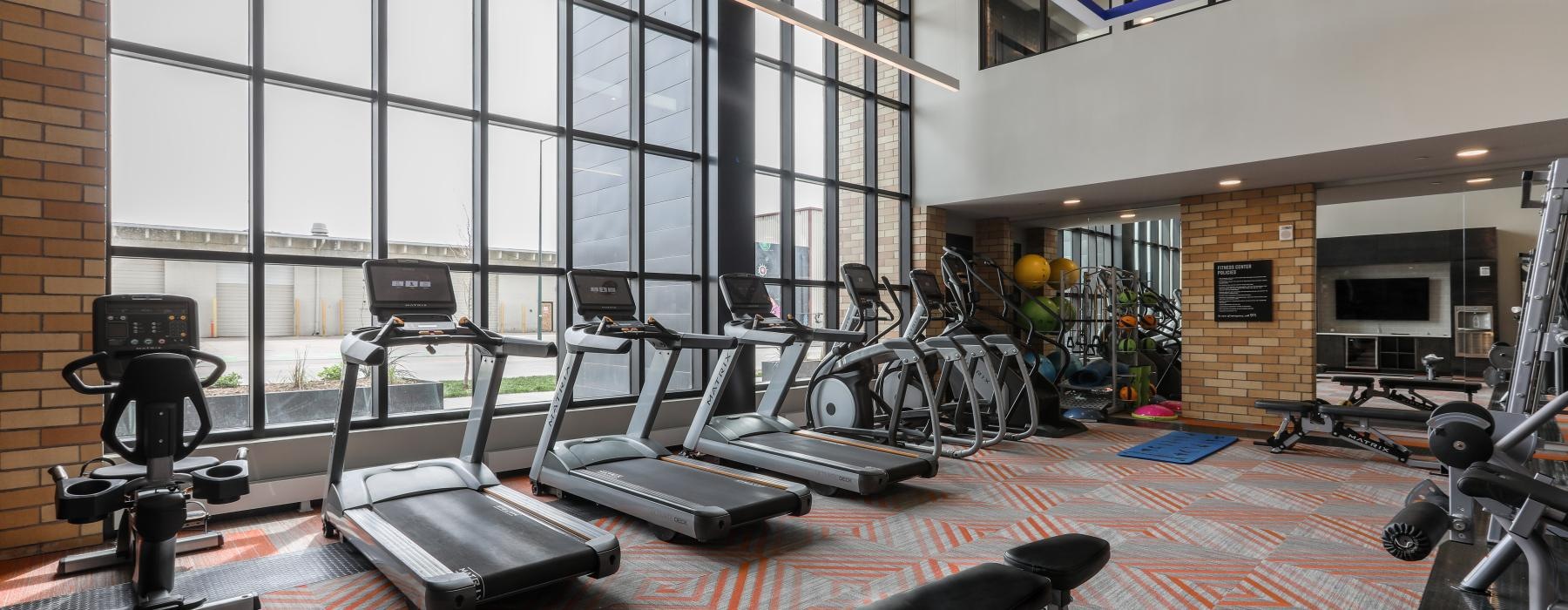 a gym with exercise equipment