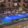a swimming pool in a brick building
