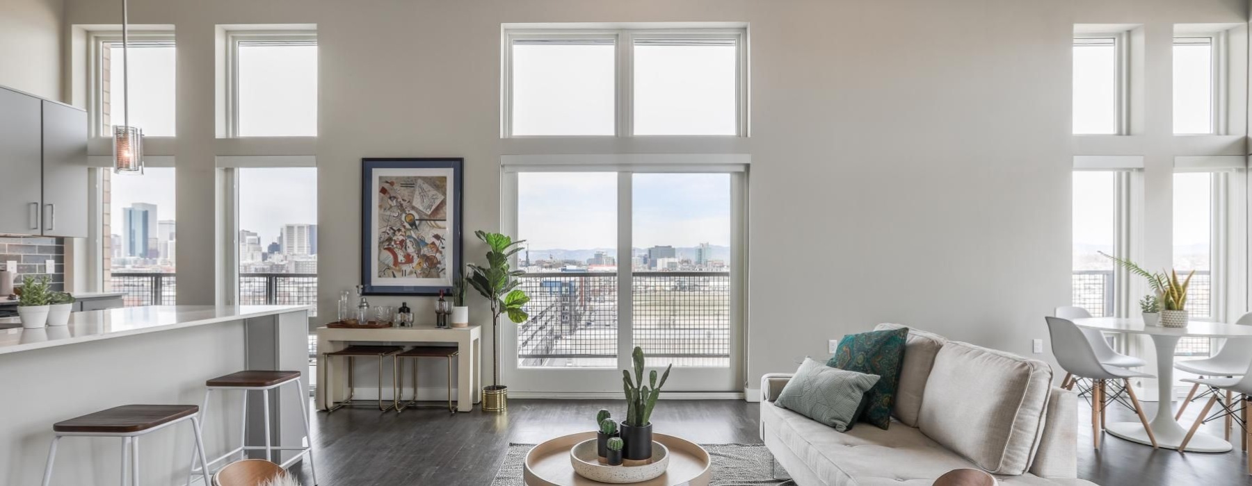 a living room with a large window