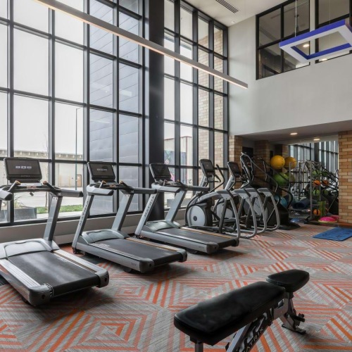 a gym with exercise equipment