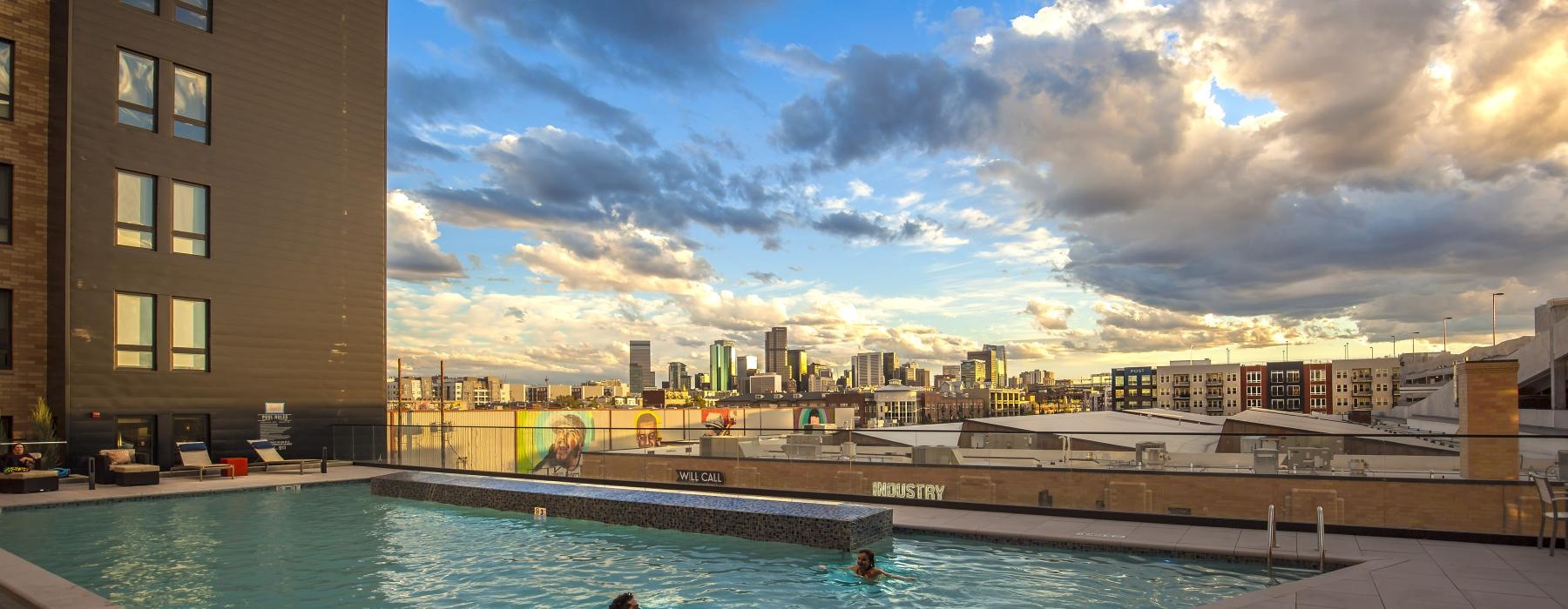a pool with people in it